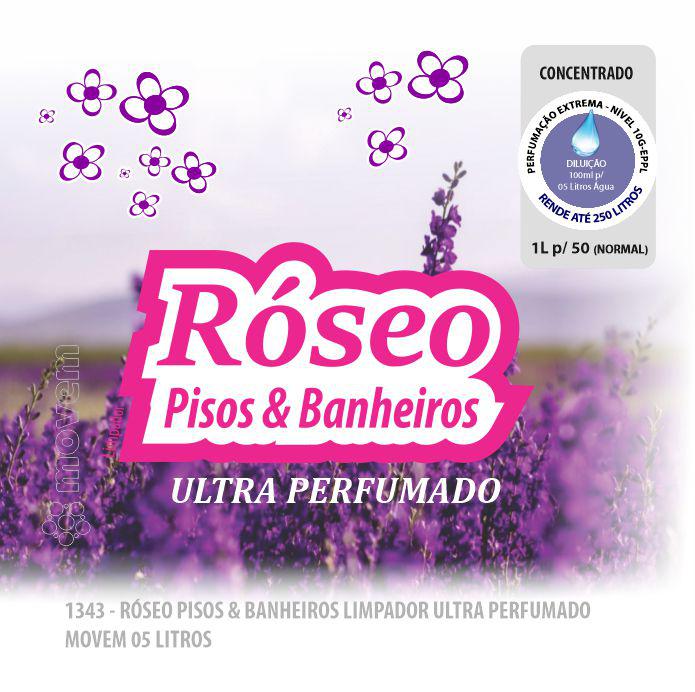 1043-PP-Q1 - Limpador Perfumado Róseo Pisos e Banheiros 05 Litros