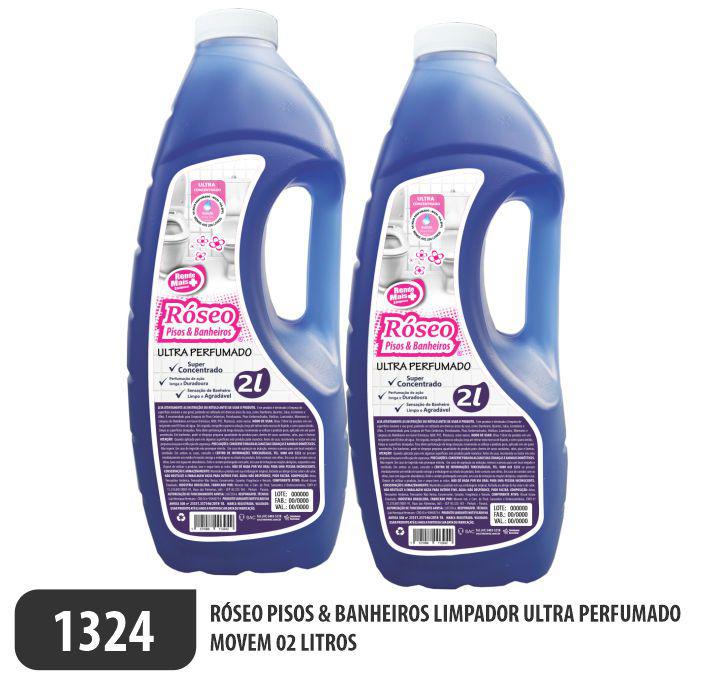 1324-PP-Q2 - Limpador Perfumado Róseo Pisos e Banheiros 05 Litros